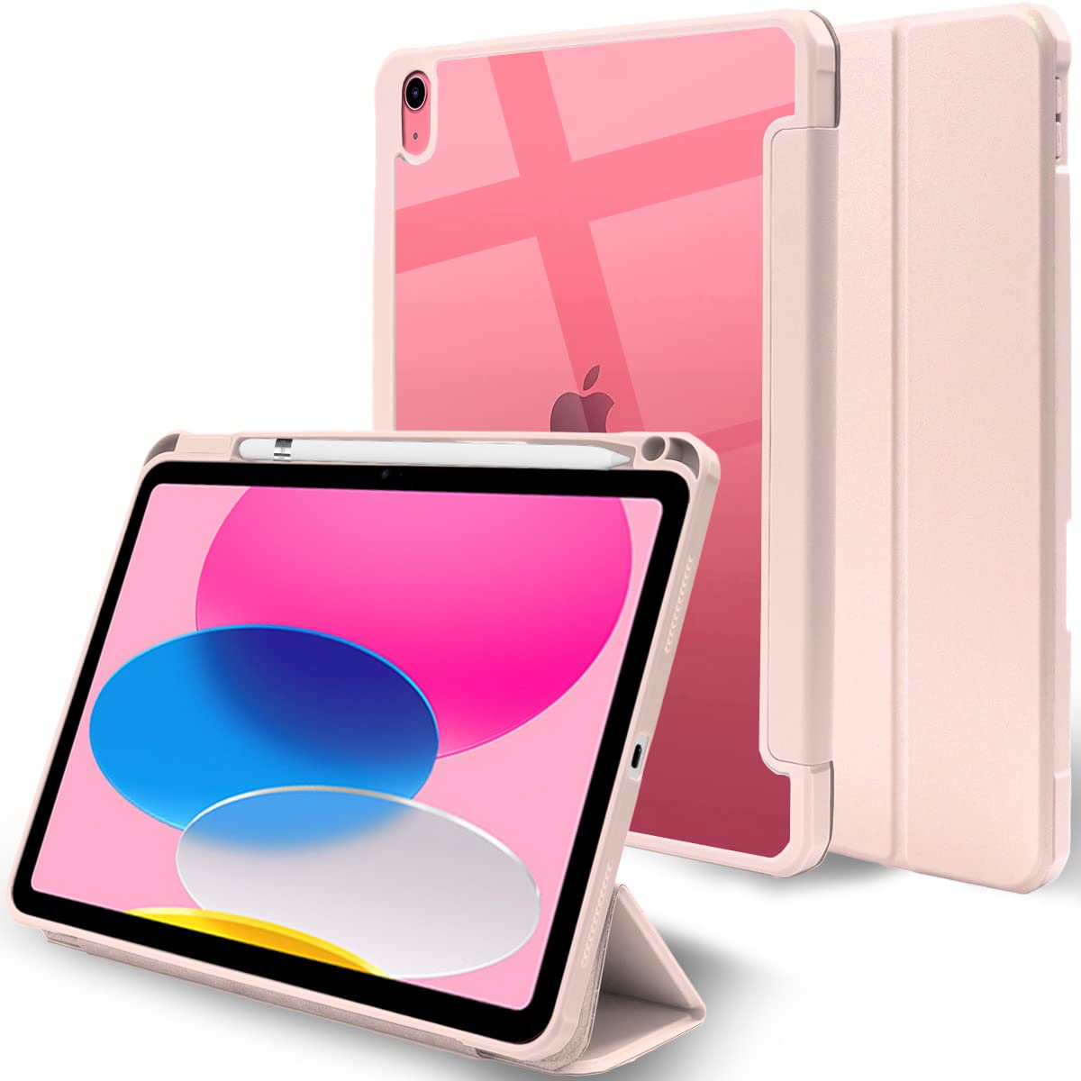 MS factory iPad 11世代 10世代 ケース 第11世代 A16 (2025) 第10世代 用 11インチ 10.9インチ 背面透明 ペン収納 カバー 耐衝撃 アイパッド 軽量 スタンド オートスリープ ピンクサンド IPD-10-NO-DET-PK