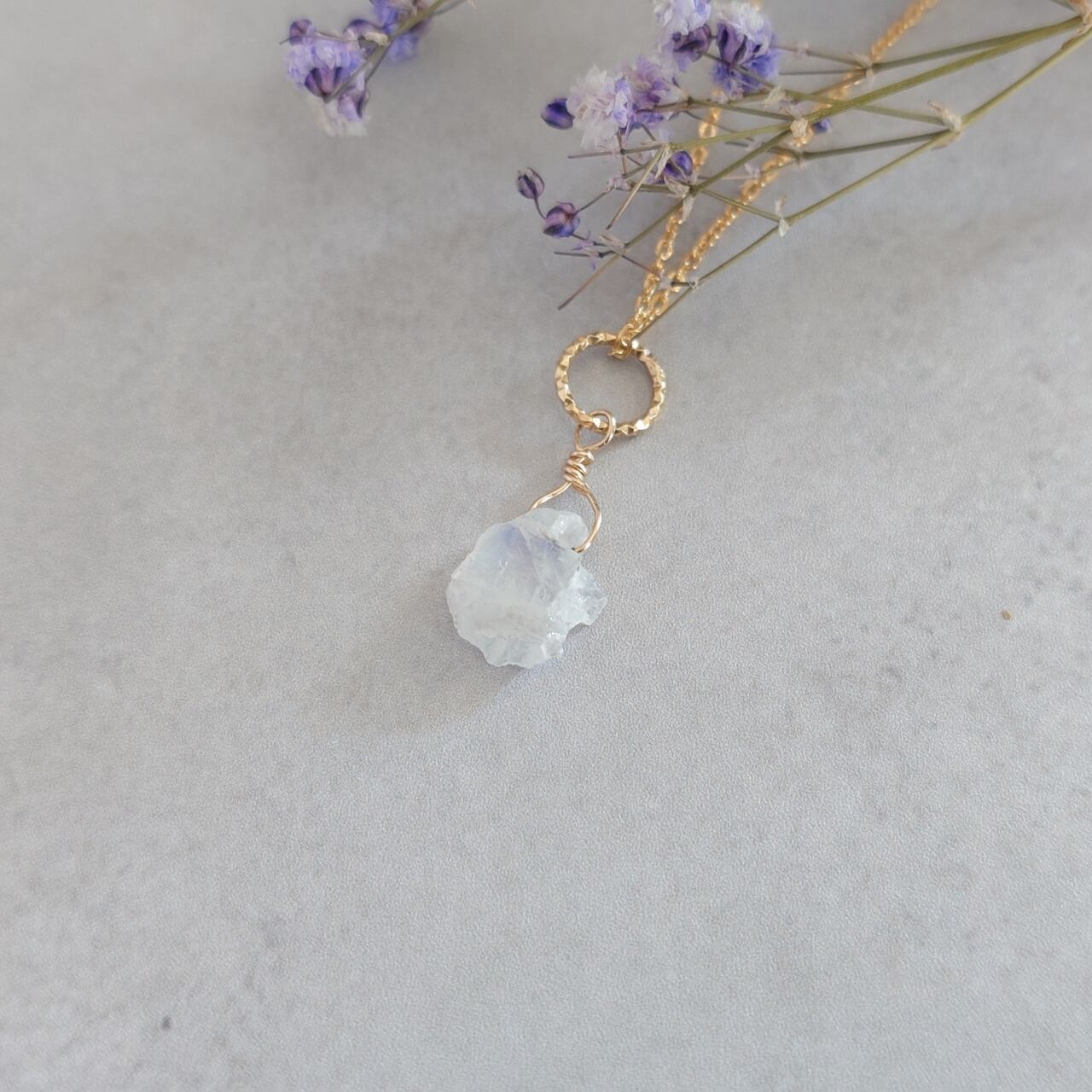 レインボームーンストーン スライス ネックレス No.1