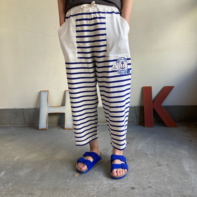 快晴堂 レディース メンズ パンツ ボーダーのゆったりパンツ HAYATE