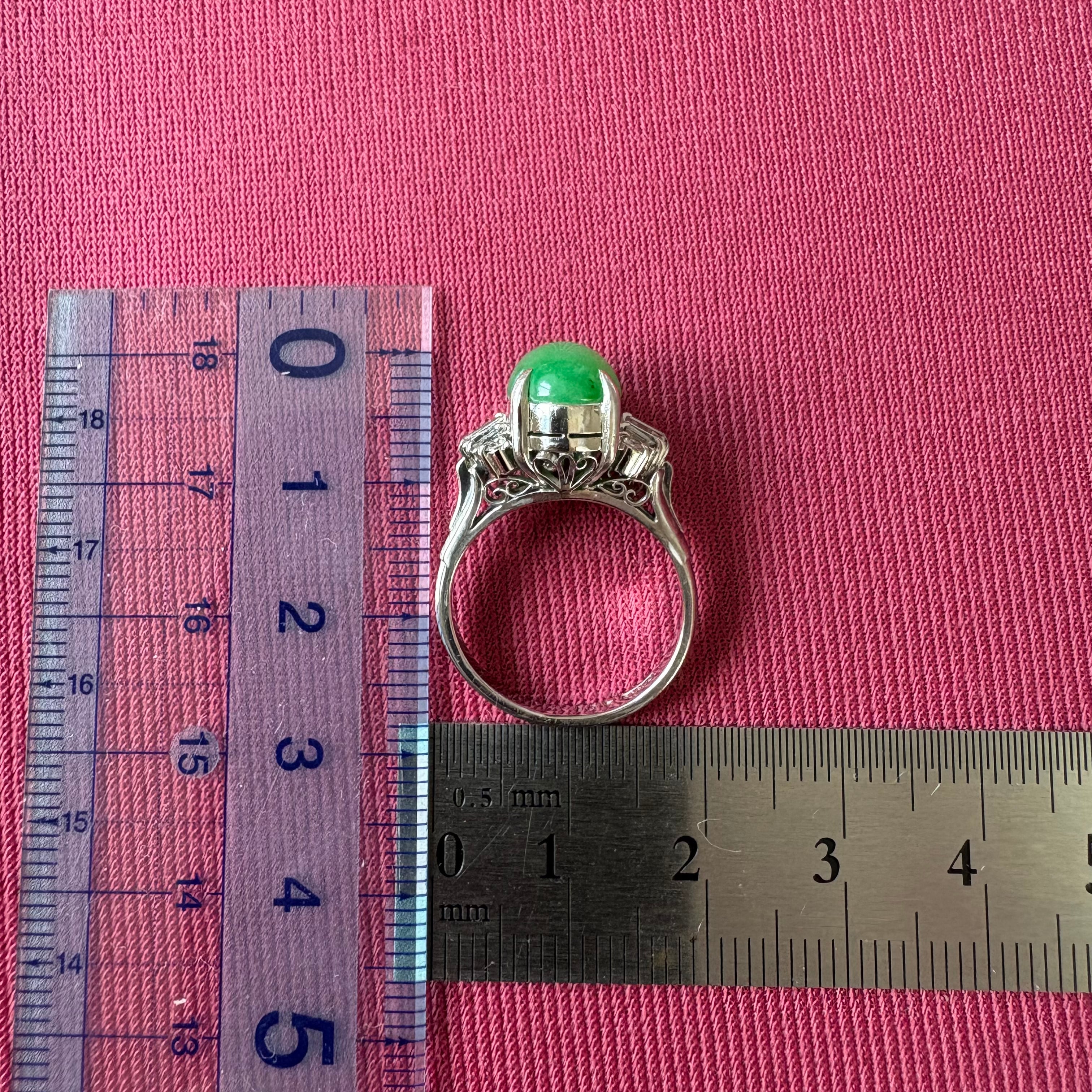 Pm900 翡翠4ct ダイヤモンドリング 昭和レトロ ヴィンテージリング