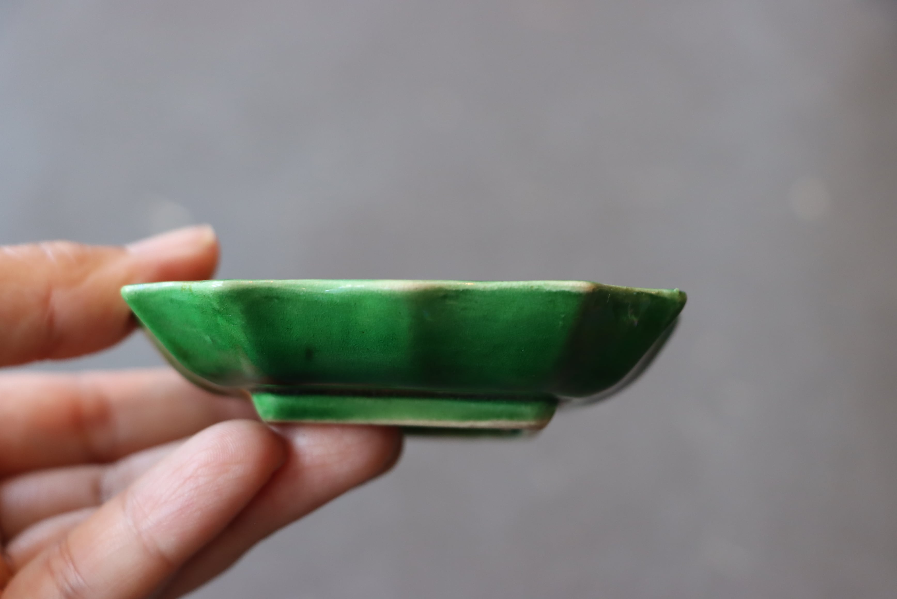 珉平焼 三彩釉 麻の葉花文 豆皿/Mimpei ware small size plate | (有