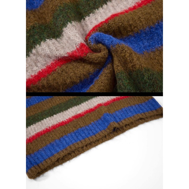 multicolor striped polo knit　マルチカラーボーダーポロニット　J1686