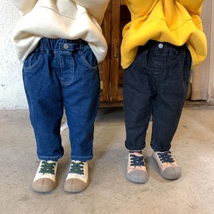【KID】2023新作　デニム暖かい裏起毛パンツ