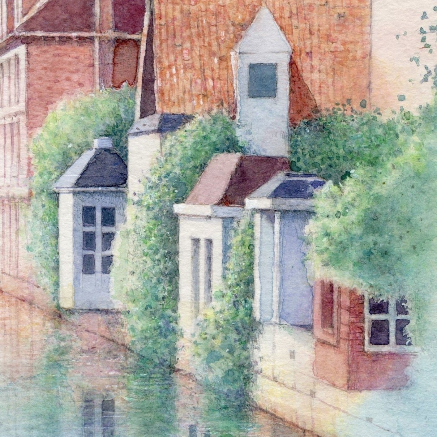 光の朝・ブルージュ | 福井良佑の水彩画 Store