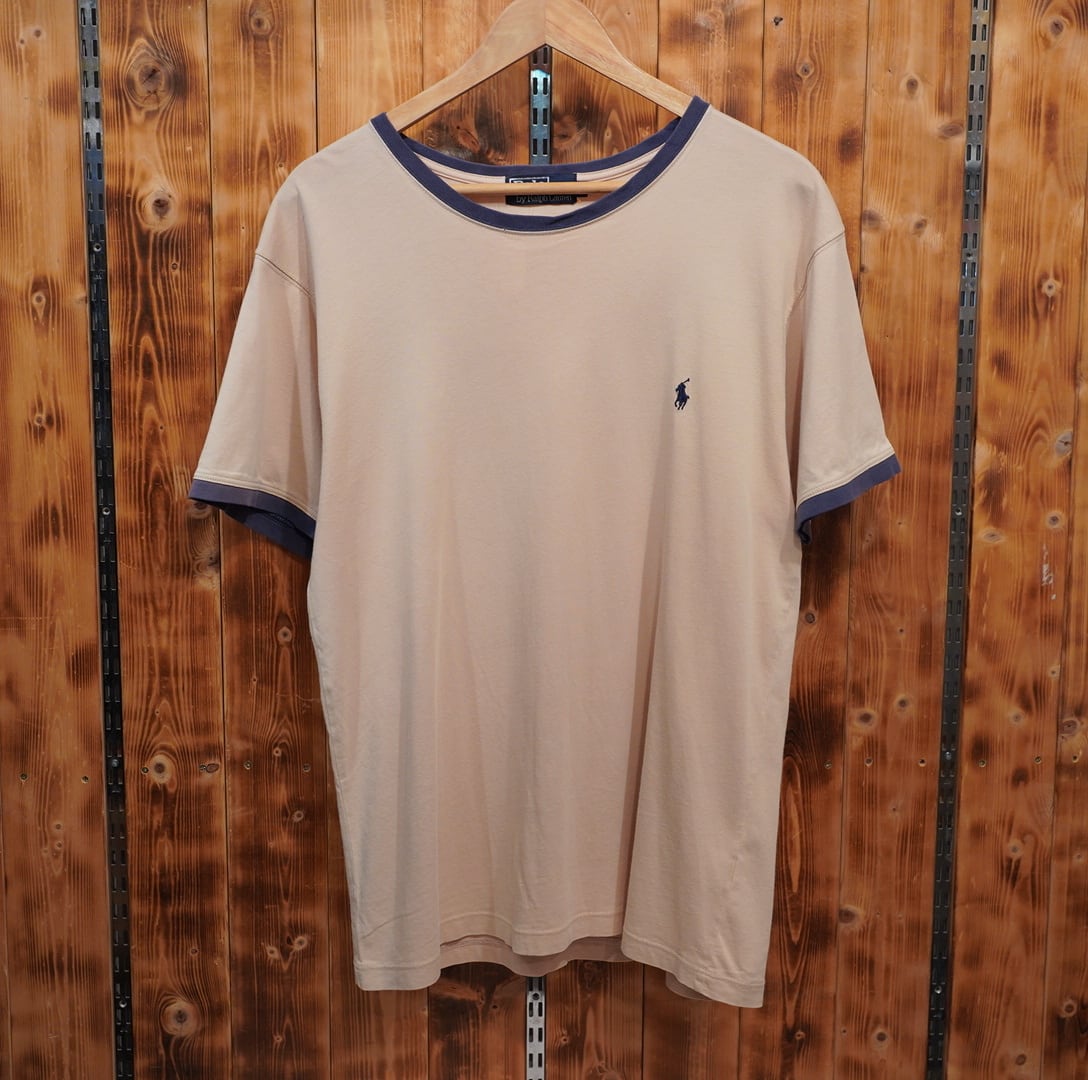 90s ralphlauren リンガーTシャツ L/ラルフローレン 小穴