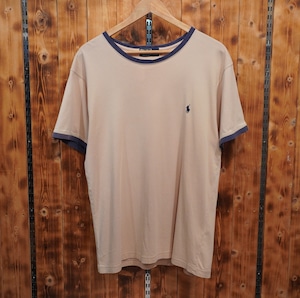 90s ralphlauren リンガーTシャツ L/ラルフローレン 小穴