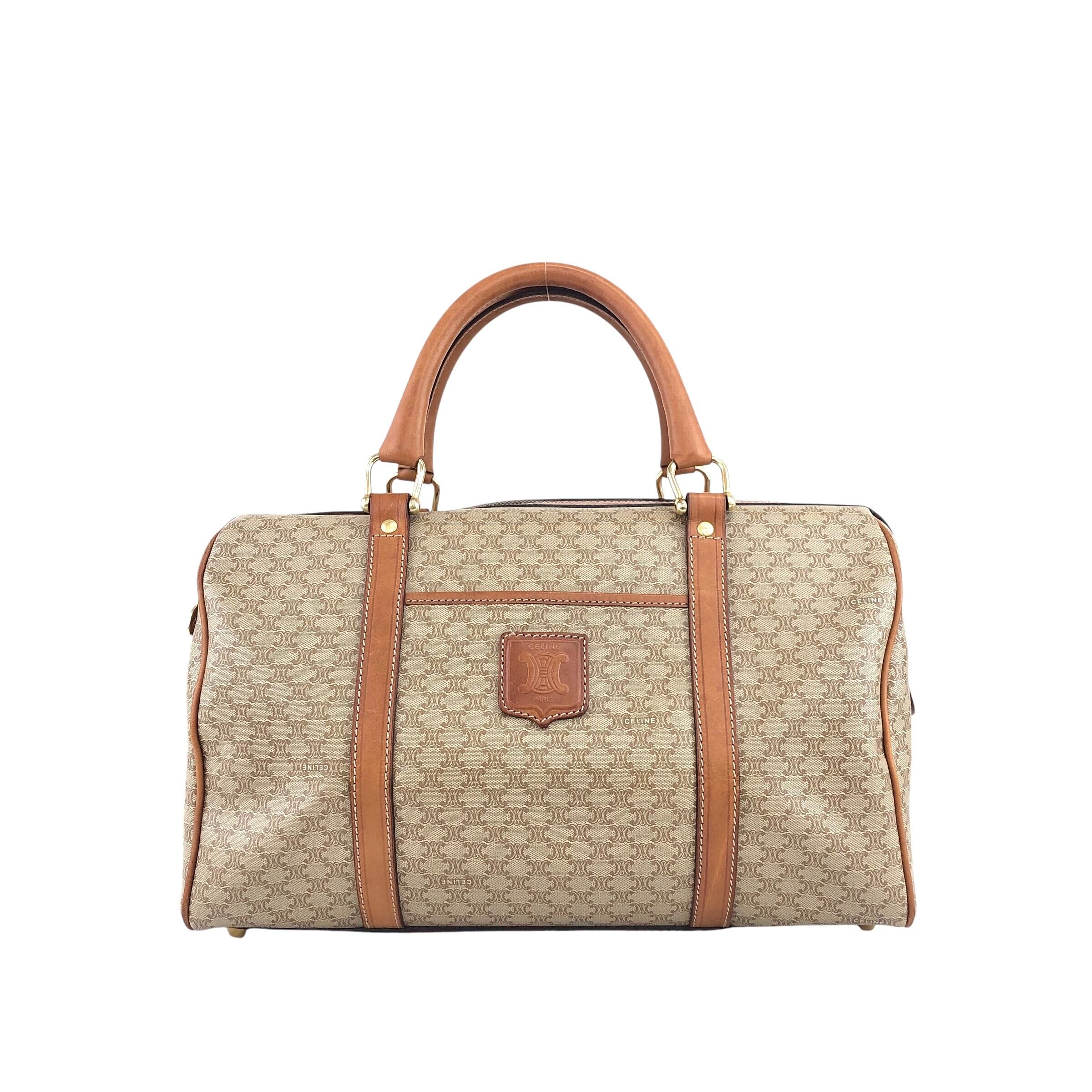 CELINE セリーヌ マカダム ハンドバッグ ベージュ ブラゾン型押し PVC