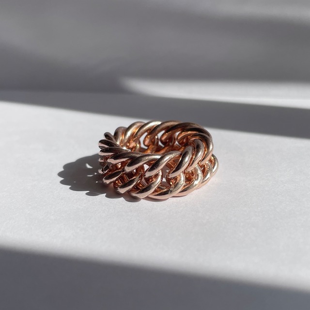 Double Chain Ring / Rose Gold on Sterling Silver