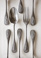 フランス 19世紀 エタン 魔法の鏡と球とカトラリーセット アンティーク