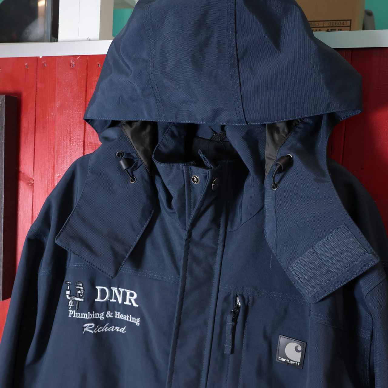 Carhartt 刺繍ロゴ　ワークジャケット　ネイビー　企業モノ　カーハート　L