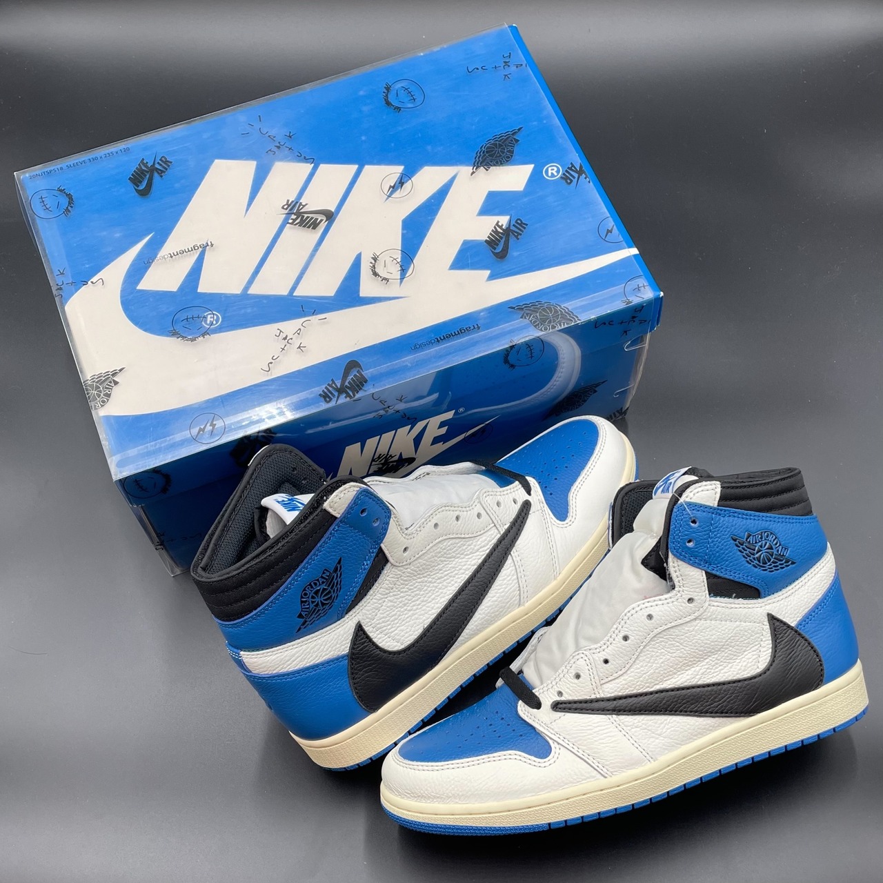 ×TRAVIS SCOTT FRAGMENT AIR JORDAN 1 RETRO HIGH OG SP MILITARY BLUE DH3227-105