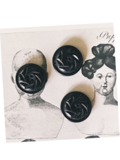 フランス 1900s 幾何学の黒花とgalalithe製ボタンセットa アンティーク