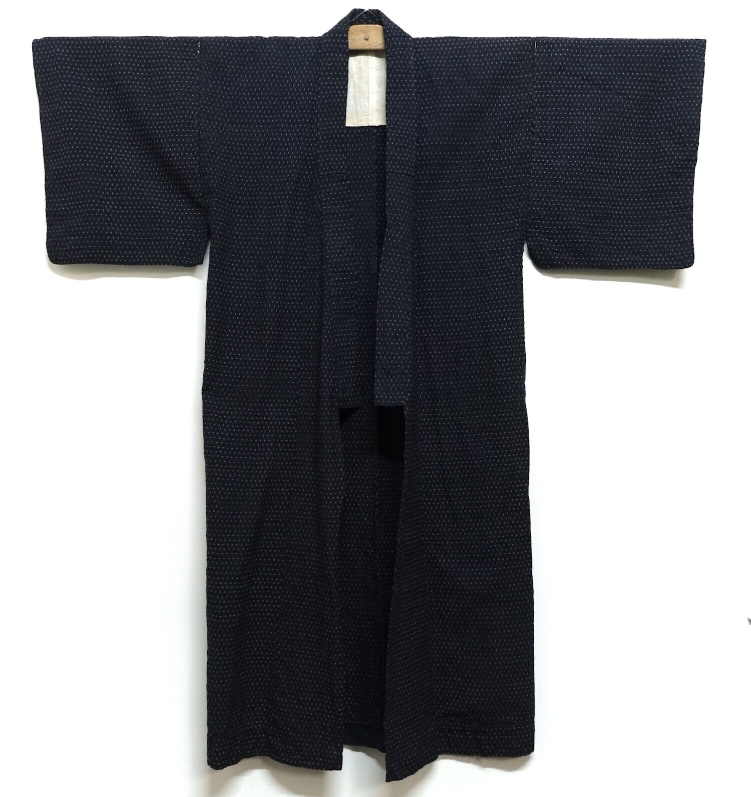 432 木綿着物 藍染 絣 植物柄 古布 生地 アンティーク ヴィンテージ