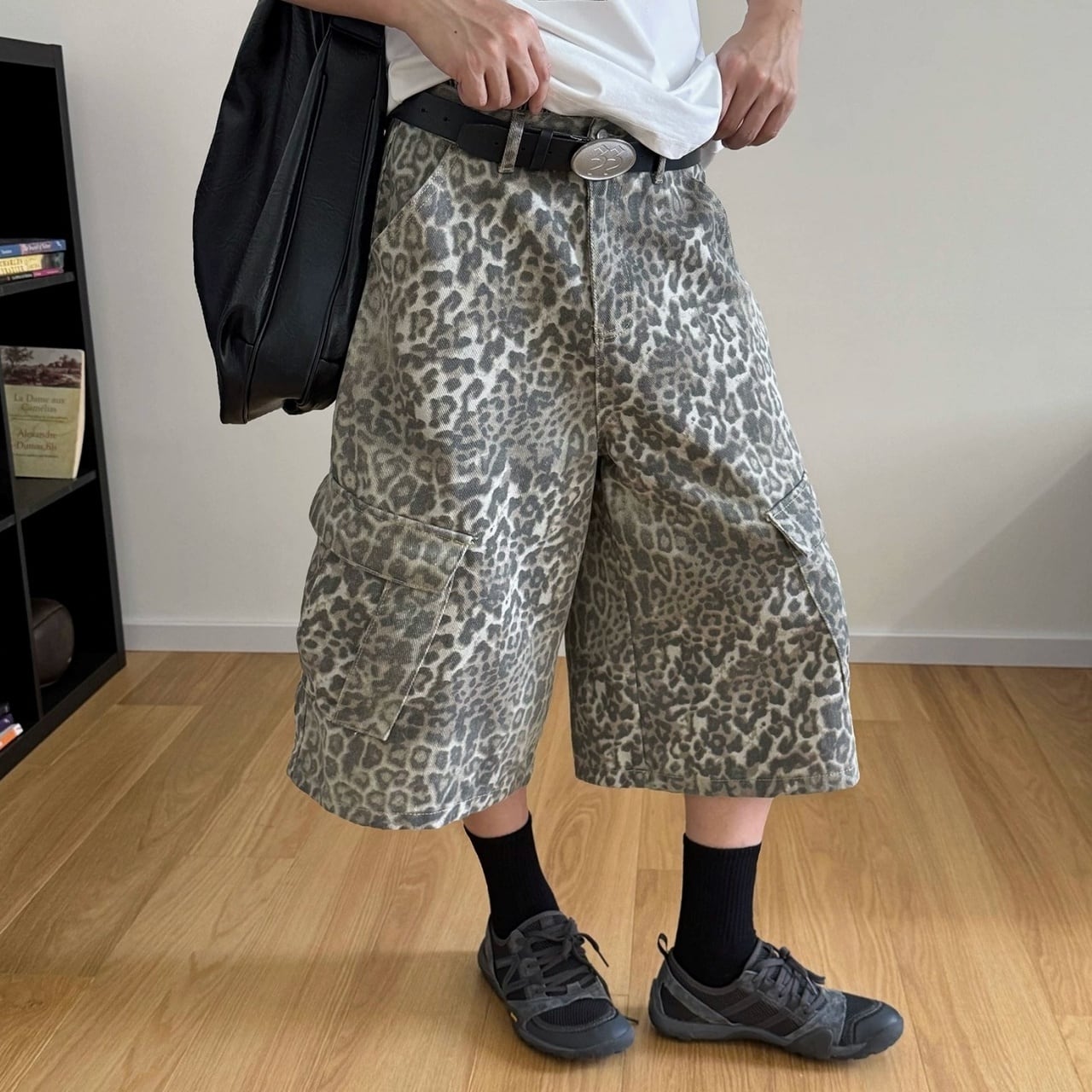 レオパードパターンワイドクロップドパンツ 1col   A00329