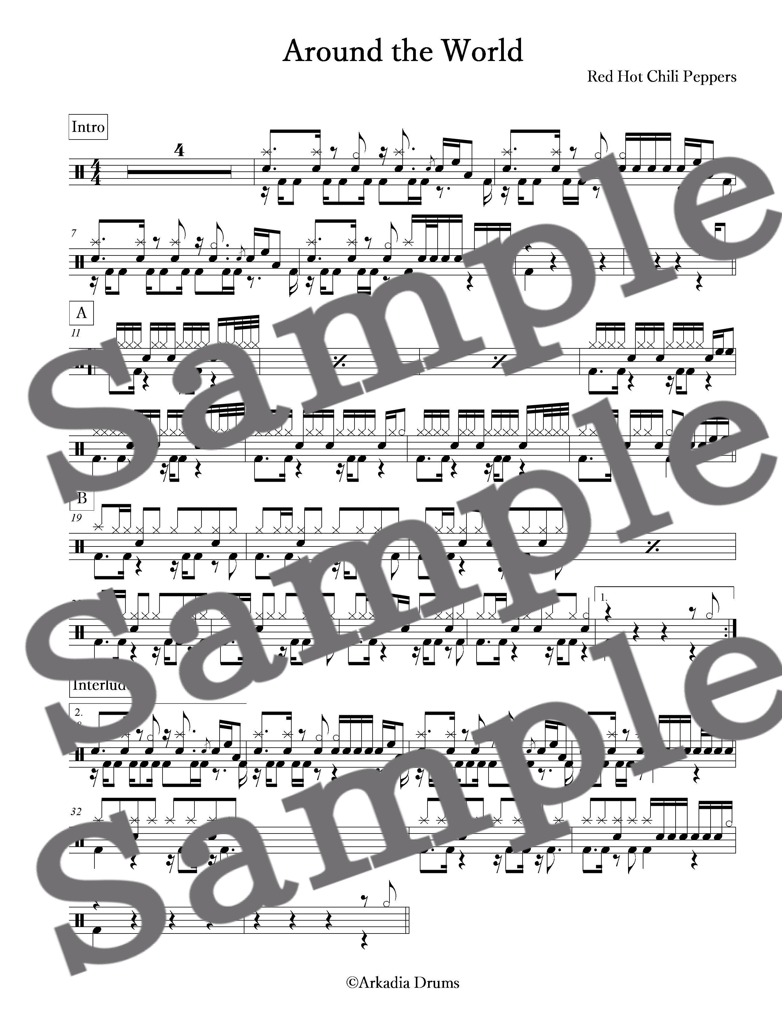 Around The World Red Hot Chili Peppers Arkadia Drums