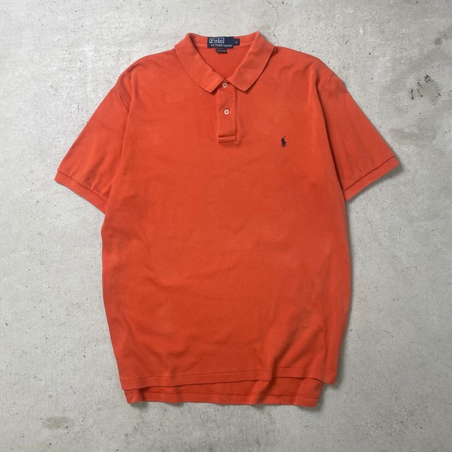 Polo by Ralph Lauren ポロバイラルフローレン Tシャツ地 半袖 ポロシャツ メンズL 古着 オールドラルフローレン VINTAGE ヴィンテージ ネイビー【ポロシャツ・ラガーシャツ】/オレンジ