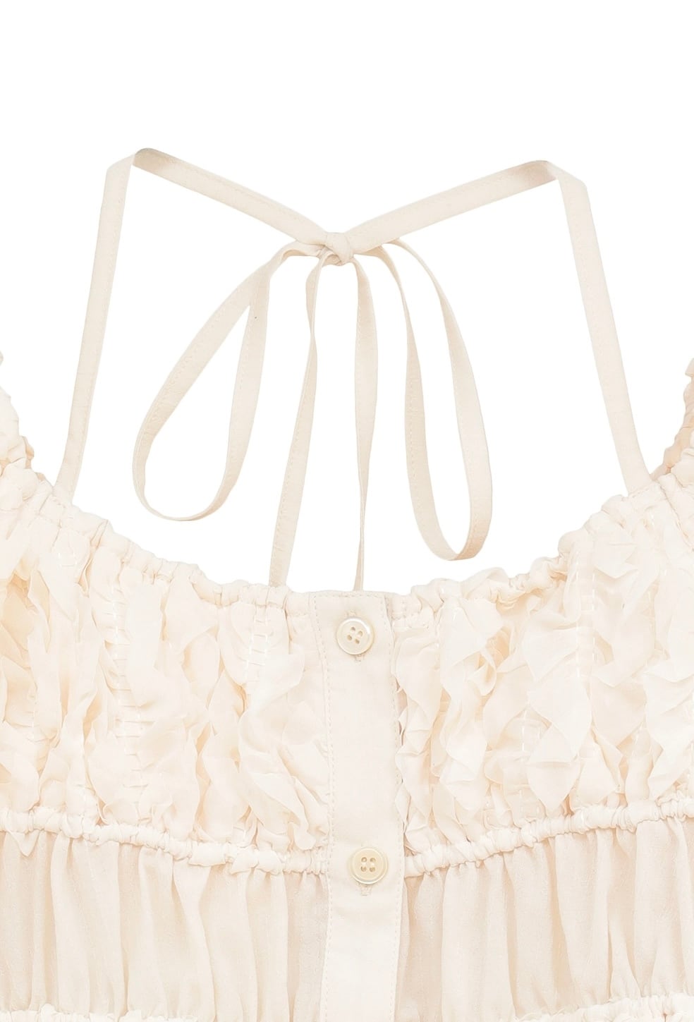 CLANE W FACE TOPSTITCHED FRILL TOPS -IVORY- | Chapel