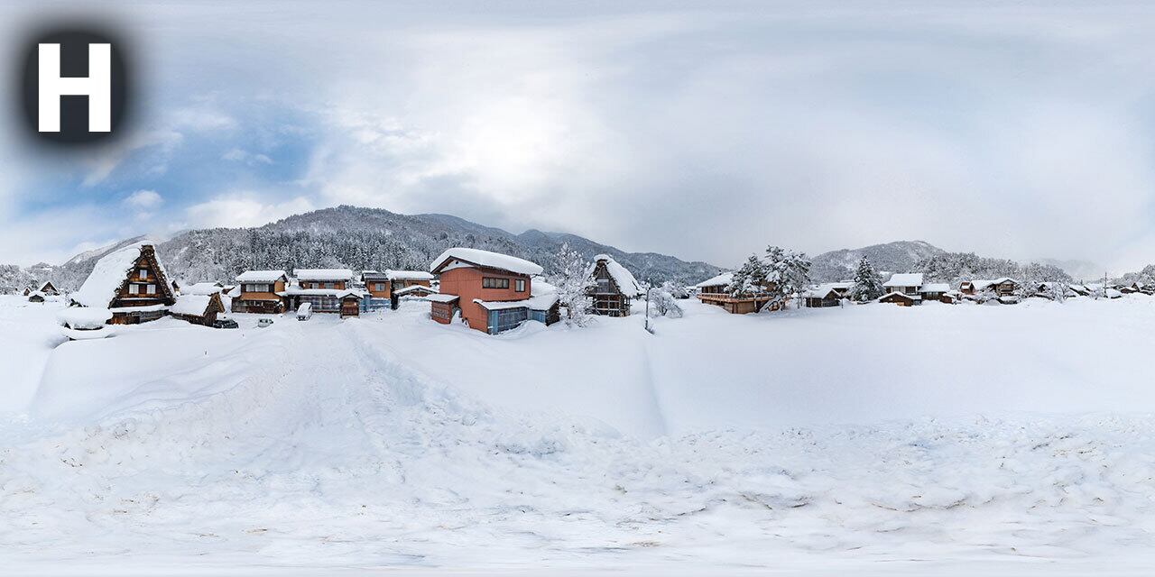 合掌造り集落の世界遺産“白川郷”の雪景色 | JAPAN VRツアー | 360-Panorama