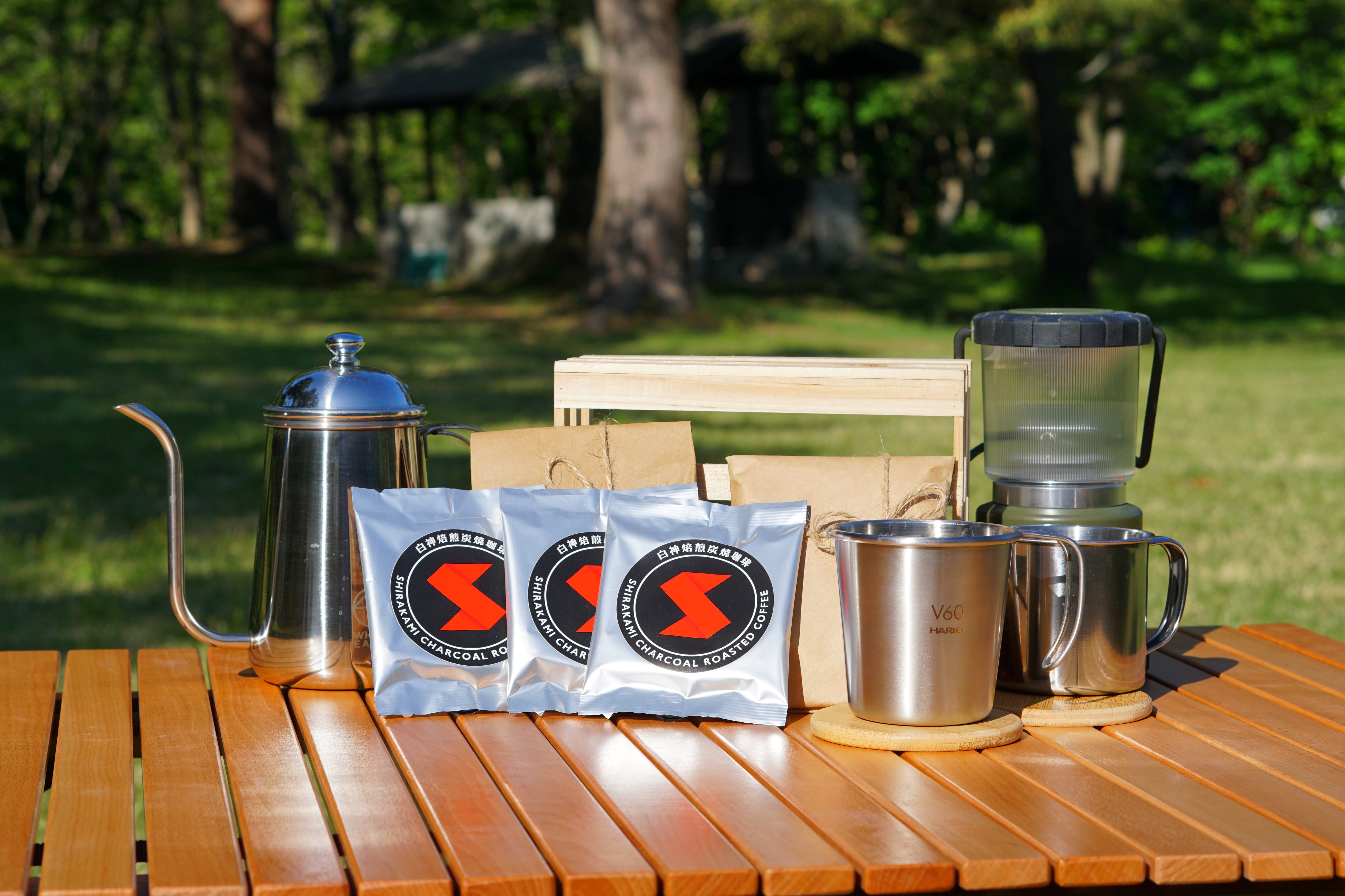 白神焙煎珈琲 炭焼コーヒーバッグ3袋入り キャンプ・アウトドアに最適