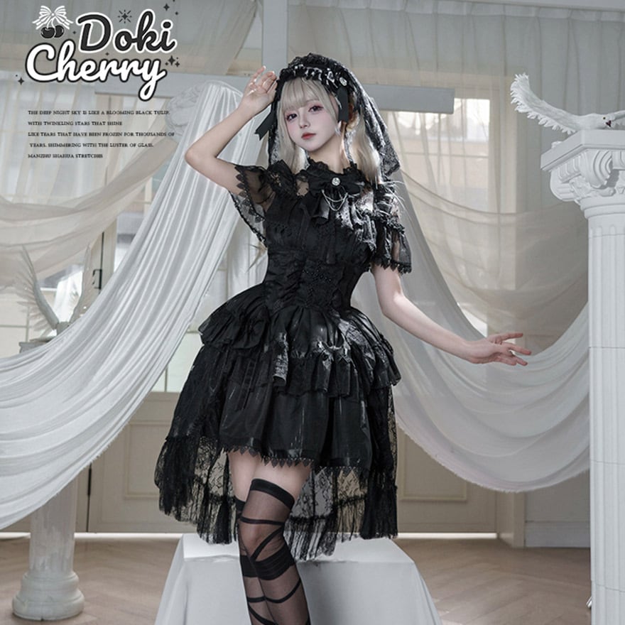 地雷系 ゴスロリ ワンピース レース フリル ダークファッション イベント衣装 ハロウィン