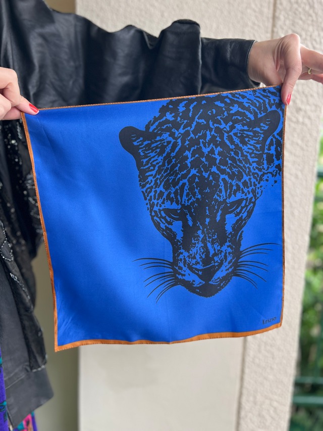 Vintage ITALY desiner's Leopard poly mini scarf