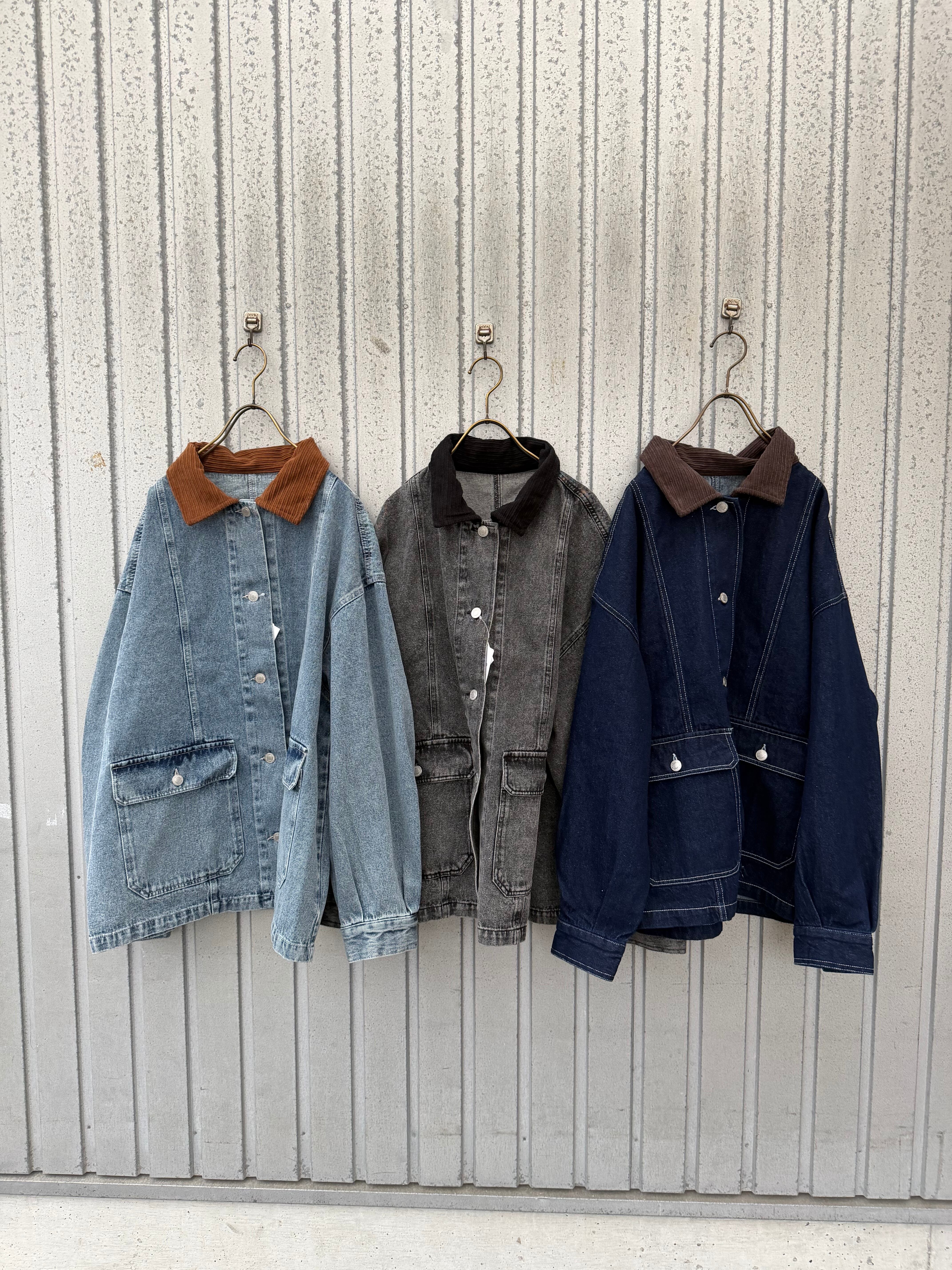10ozデニム 衿コーデュロイ カバーオール ジャケット Gジャン