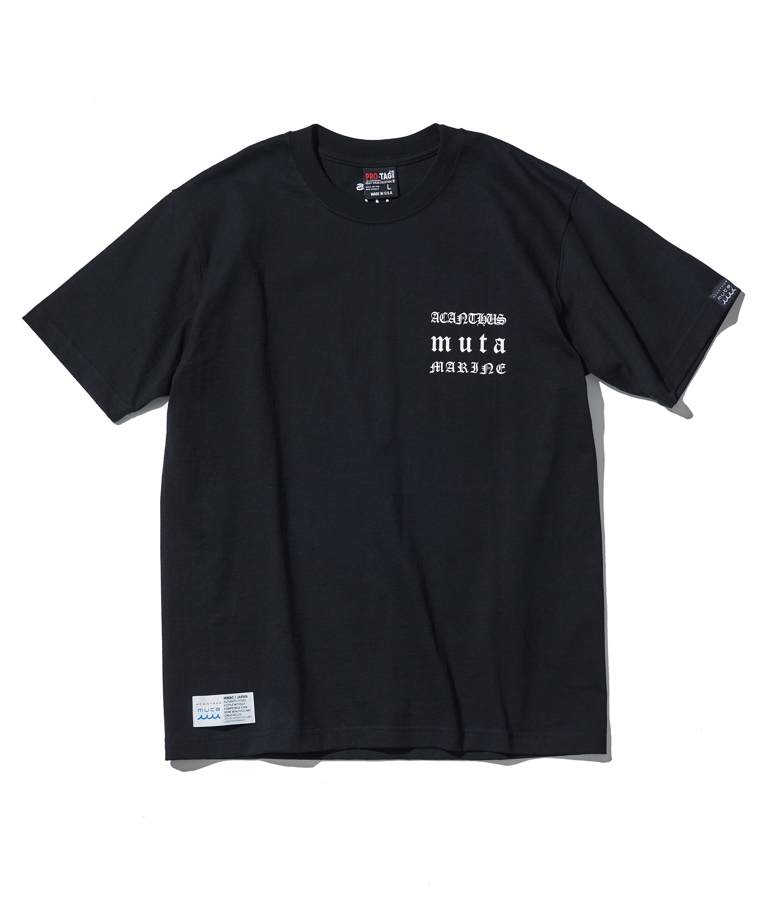 すぐ届く【muta】 RESTOCK PRO-TAG×ACANTHUS 9oz Tシャツ RESTOCK】PRO-TAG x muta MARINE × ACANTHUS 9oz ヘビーウェイト