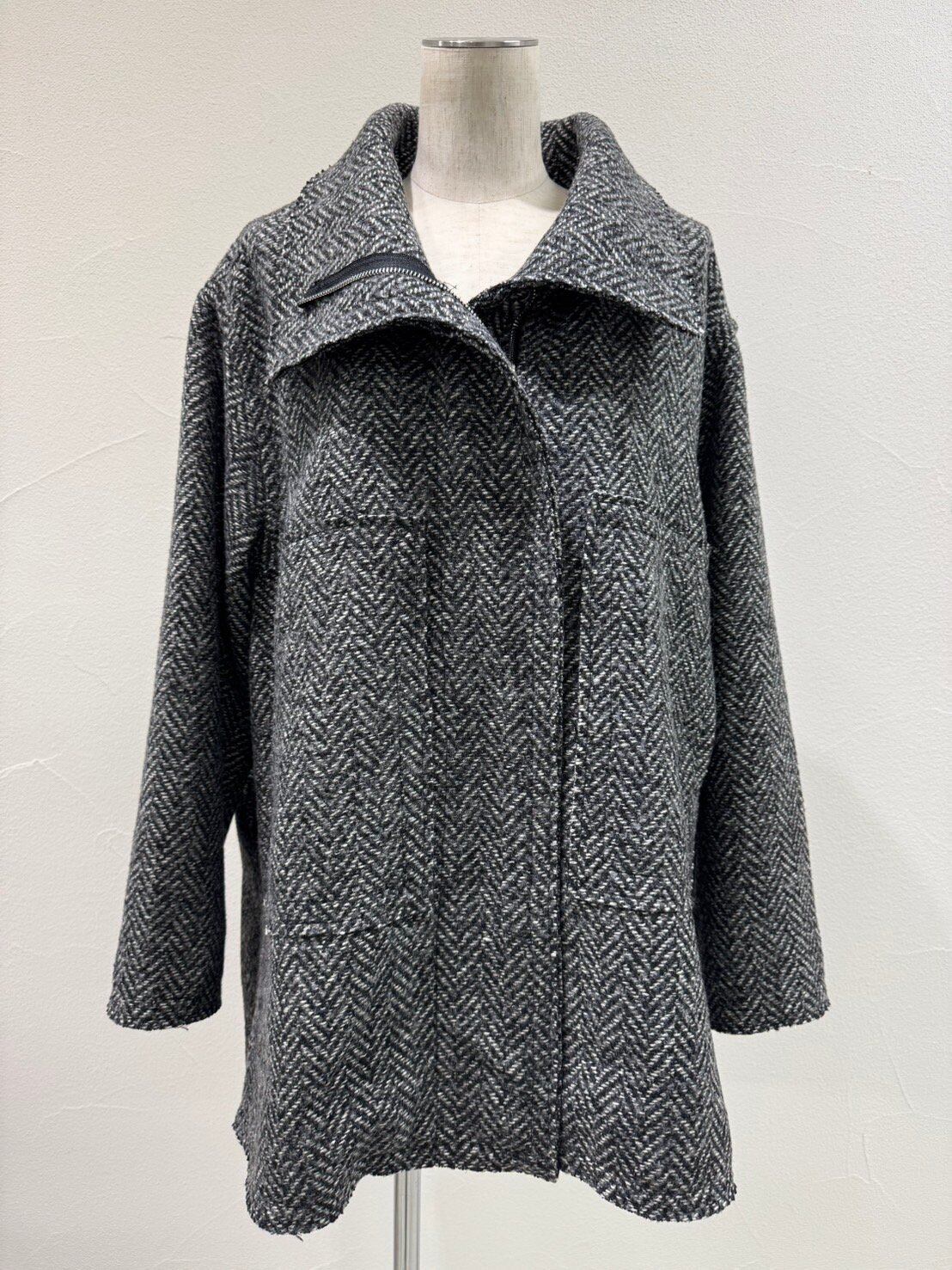 ヘリンボーンツイードハーフコート 504388 CYAN tokyo シアン