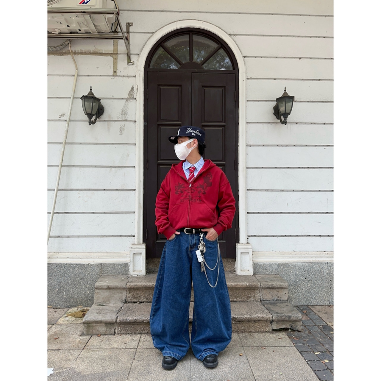 VINTAGE ストリート スプレー加工 ジップパーカー T1863