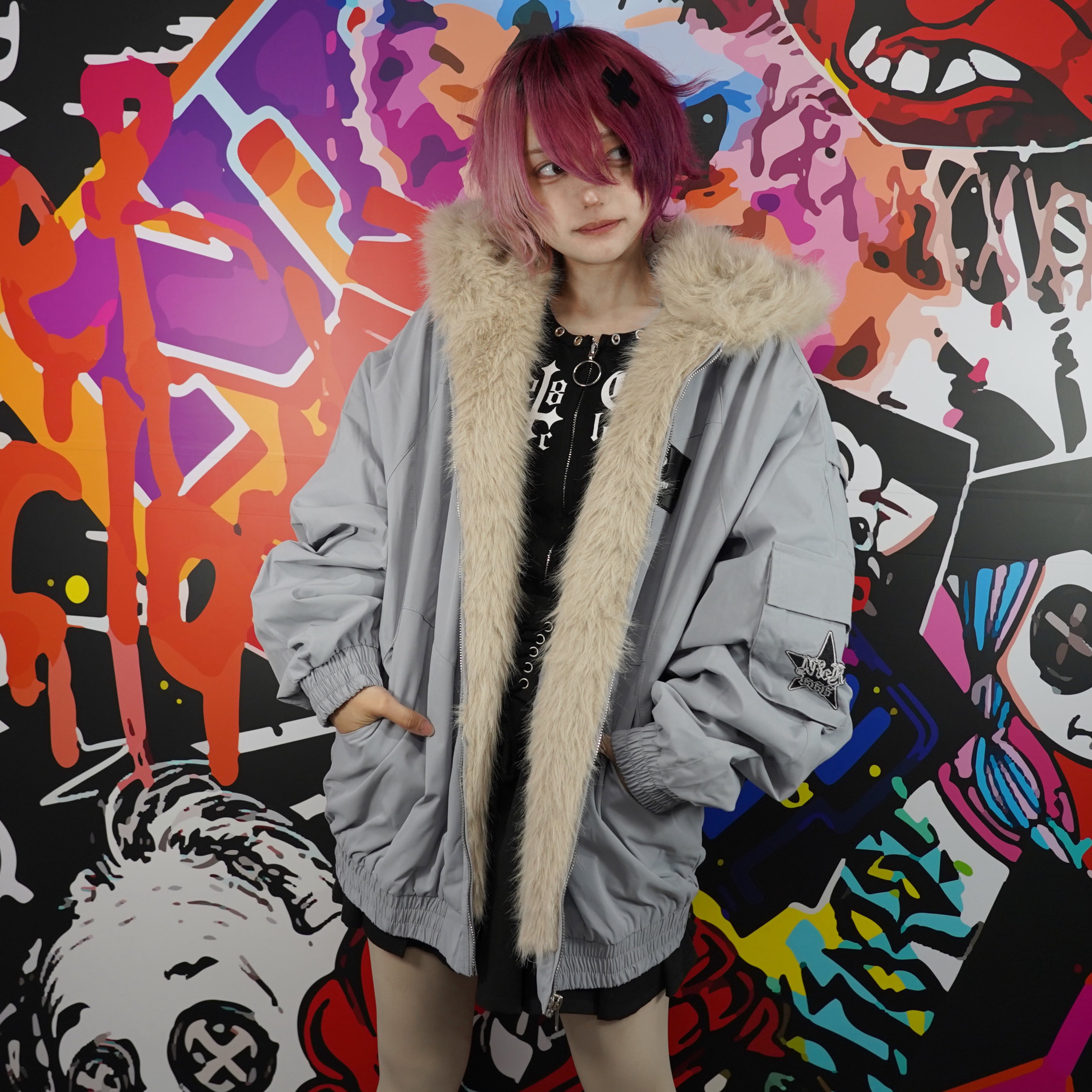 超防寒!!UNISEXファーフード中綿入りアウター【GRAY】 | NIER CLOTHING