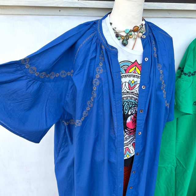 刺繍ゆったりロングワンピース