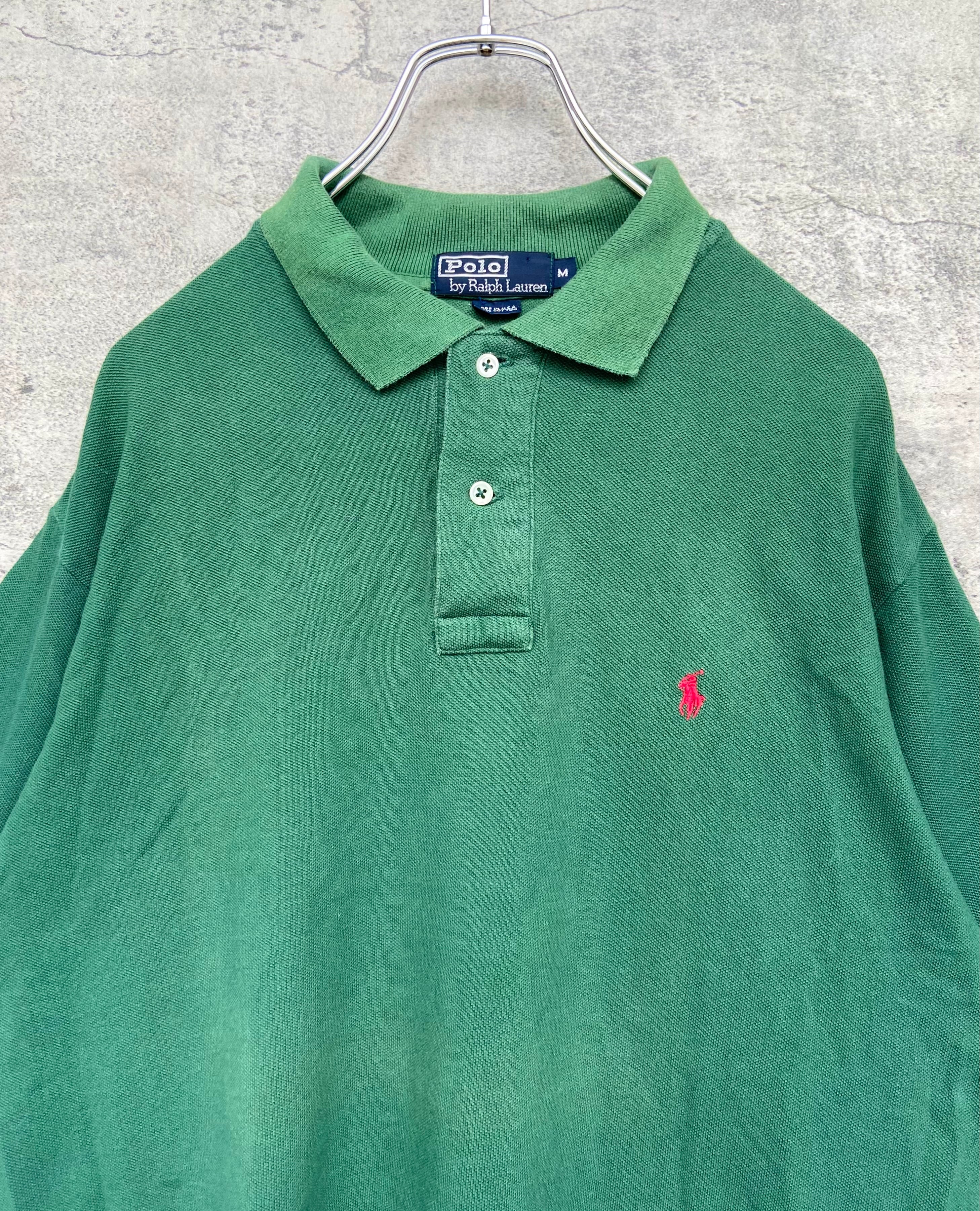 USA製 POLO RALPH LAUREN /ポロ ラルフローレン 刺繍 ラガーシャツ 緑