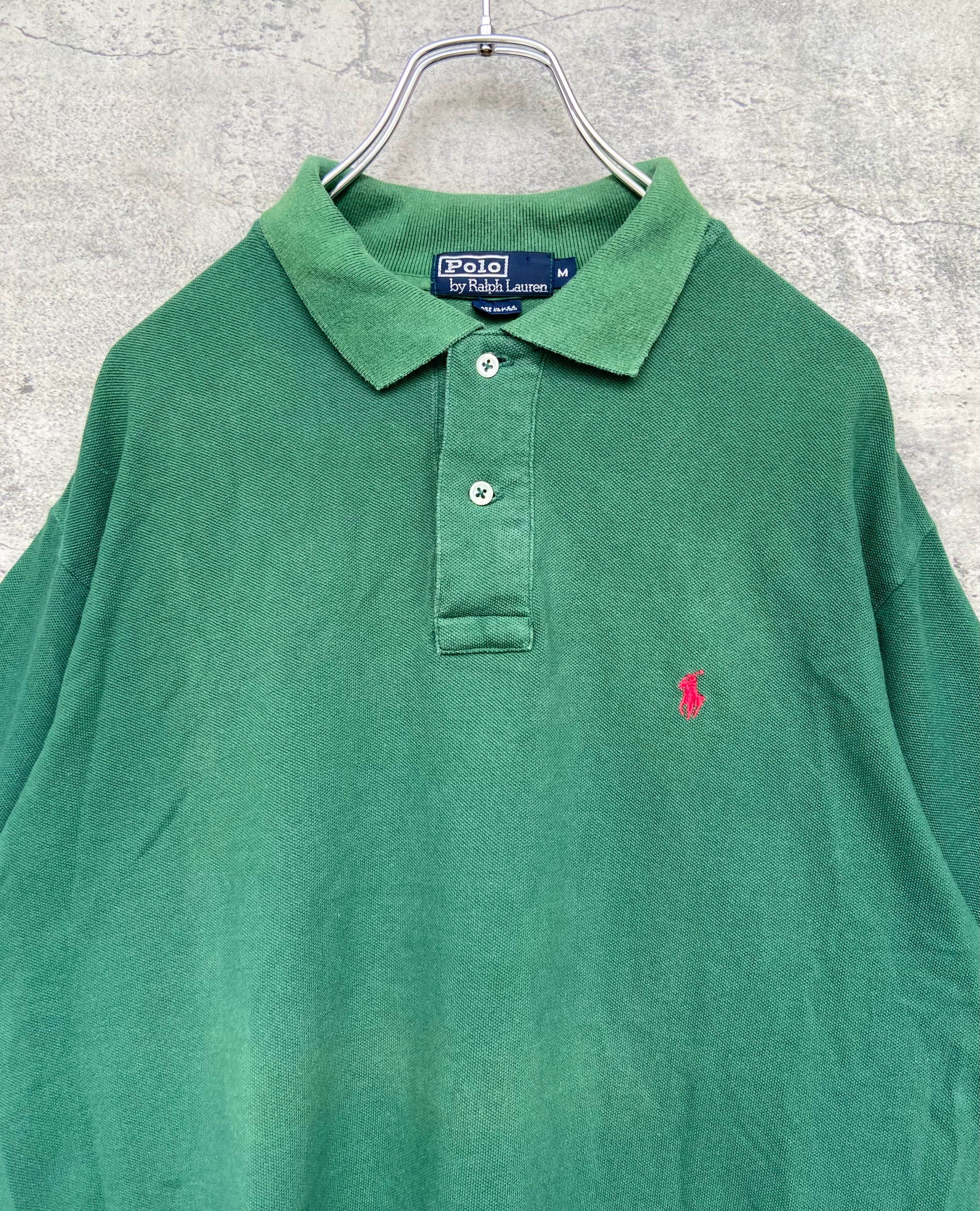 USA製 POLO RALPH LAUREN /ポロ ラルフローレン 刺繍　ラガーシャツ 緑