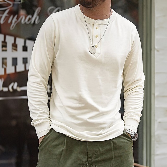 Henry neck long sleeve t shirt 00189