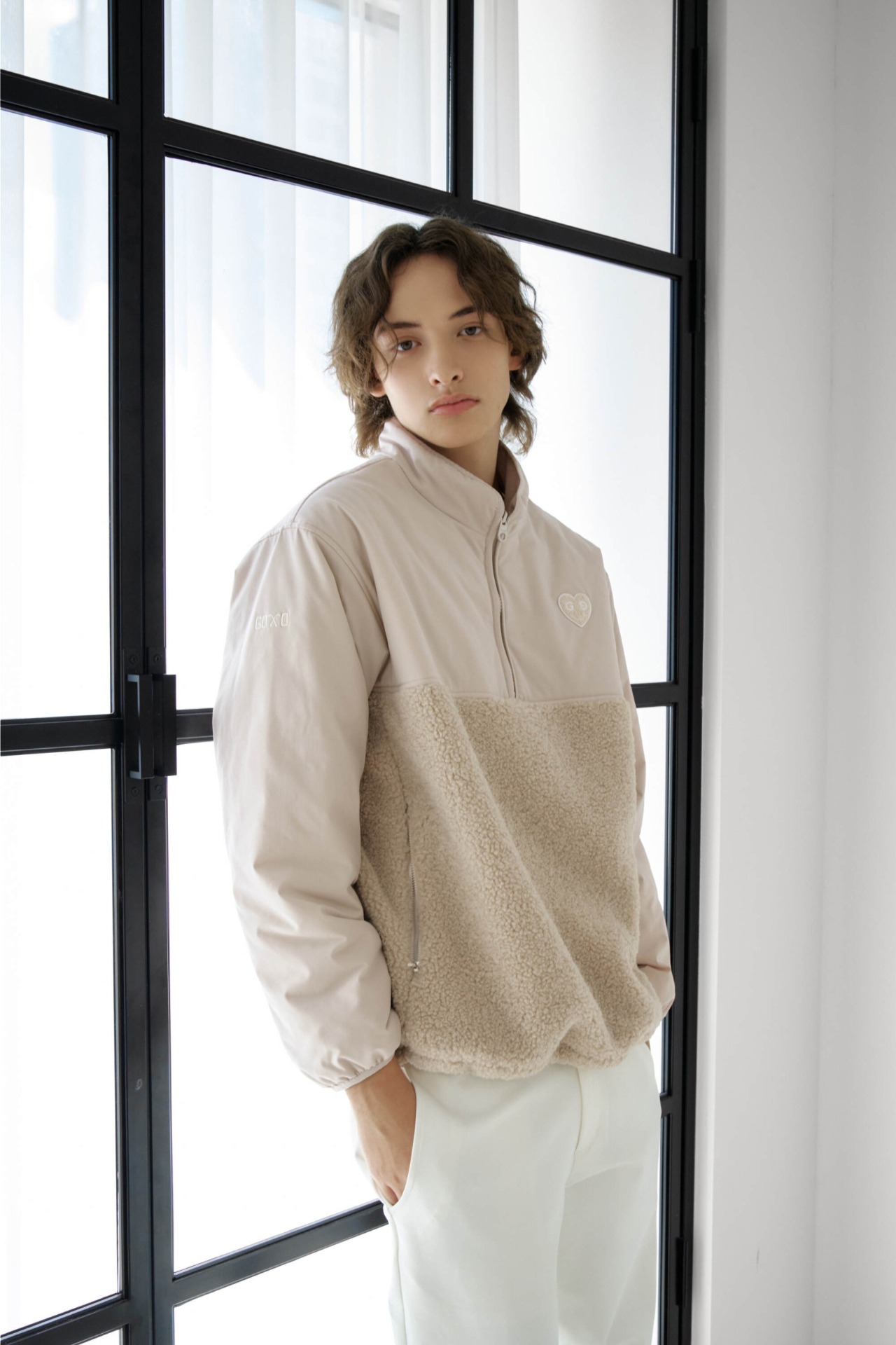 GOXO ゴーエックスオー スマイルハートダンブルパディングアノラック ベージュ