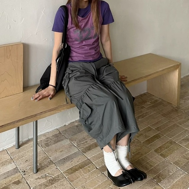 ナンバリングプリントフェイクレイヤードTシャツ 2col R02467
