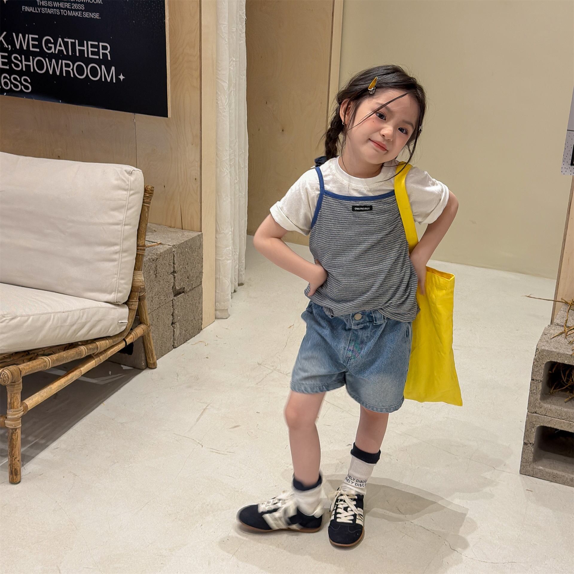デニムショートパンツ（ブルー／ブラック）ADBB 2026夏｜80-130cm