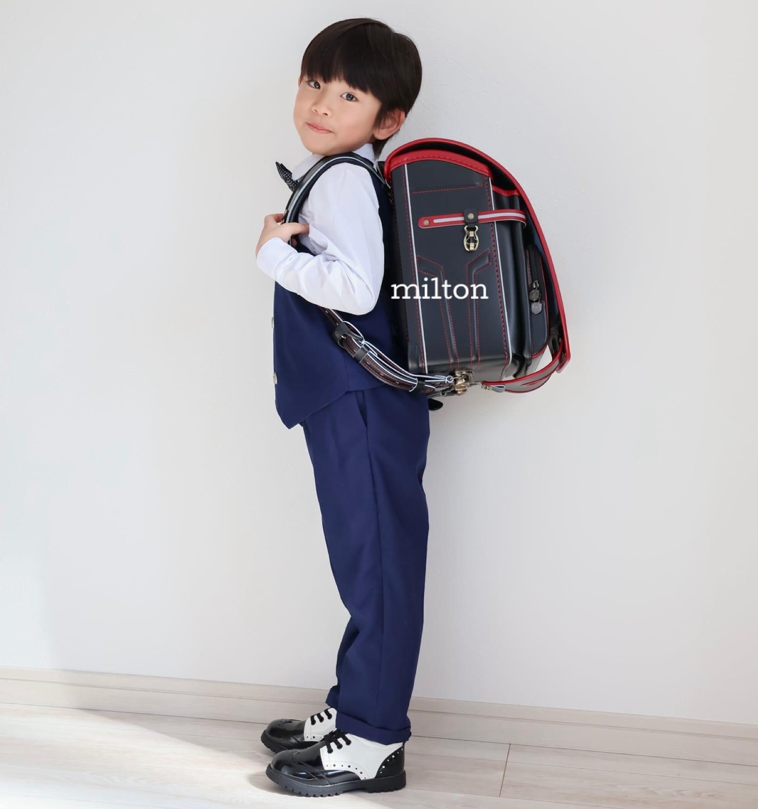 90 100 110 120 130 cm【ネイビーベスト付きジャケットスーツ