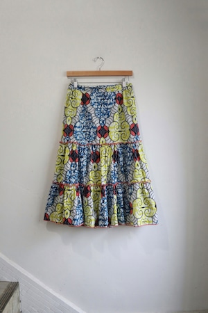 【monoya】african batik tiered skirt