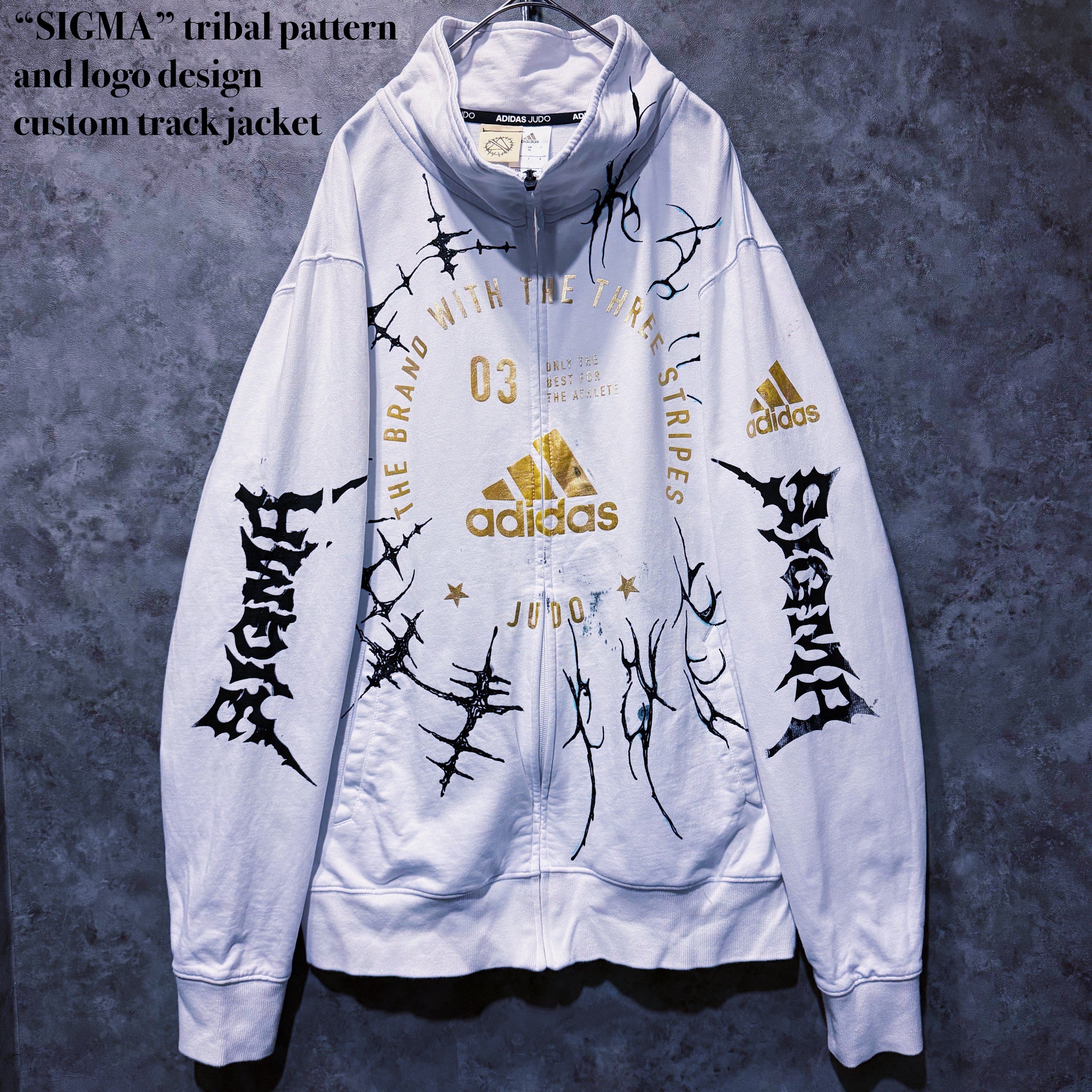 【 doppio】“SIGMA” tribal pattern and logo design custom track jacket
