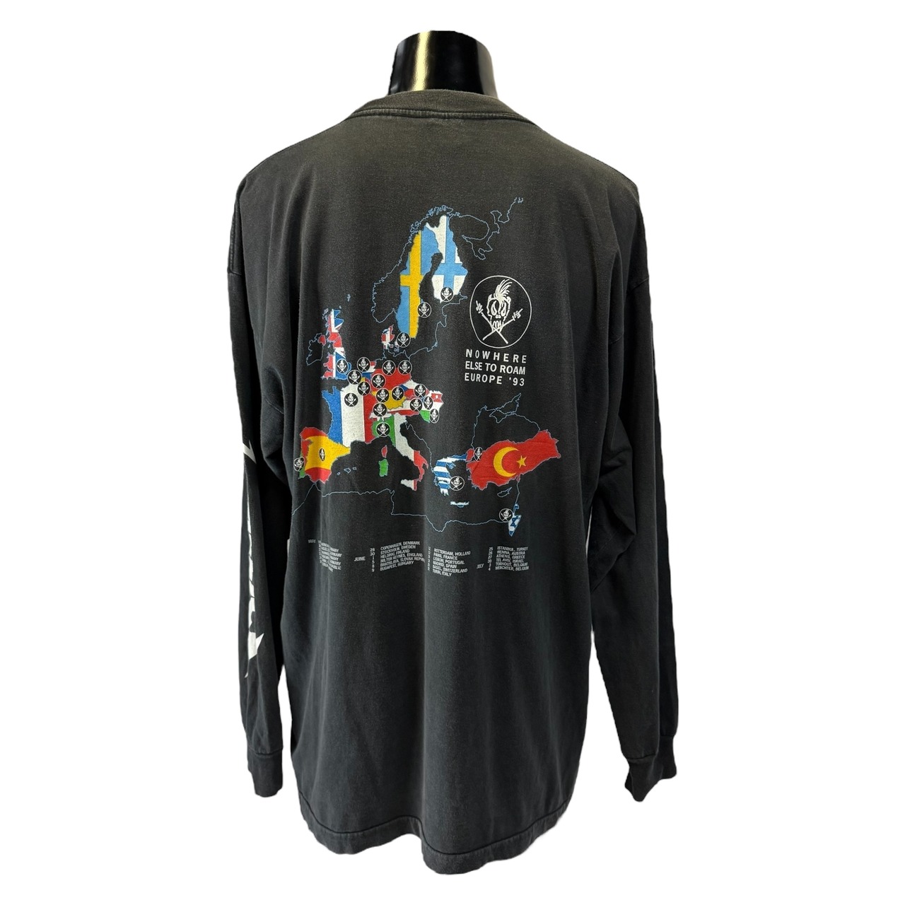 【METALLICA】メタリカ NOWHERE ELSE TO ROAM EUROPE TOUR ’93 Vintage ロングTシャツ XL相当
