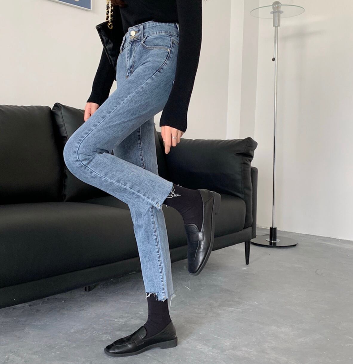 切りっぱなし デザインパンツ デニムパンツ ストレート ハイウエスト スタイルアップ 着回し抜群 カジュアル ストリート ダメージ加工 Lamitte Deco トレンド 韓国ファッション ショップ Base店 切りっぱなし デザインパンツ デニムパンツ ストレート ハイウエスト スタイルアップ 着回し抜群 カジュアル ストリート ダメージ加工 Lamitte Deco トレンド 韓国ファッション ショップ Base店