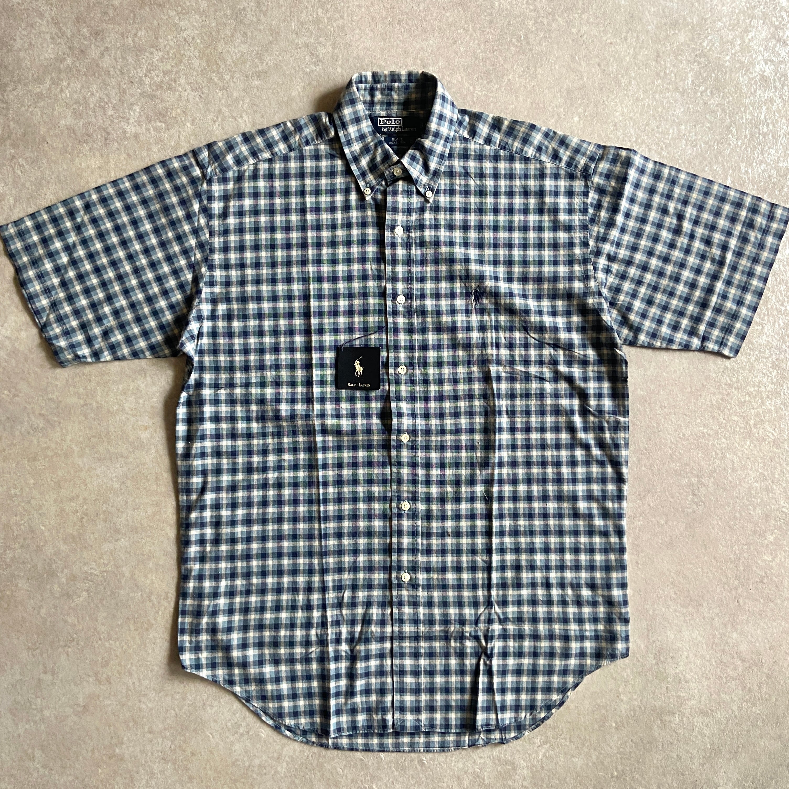 1990s Polo Ralph Lauren Dead Stock S/S Check Shirt M G927