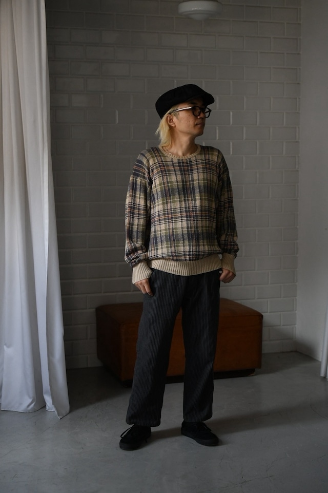 OK/90's "polo by Ralph Lauren" no ponny cotton × linen check knit