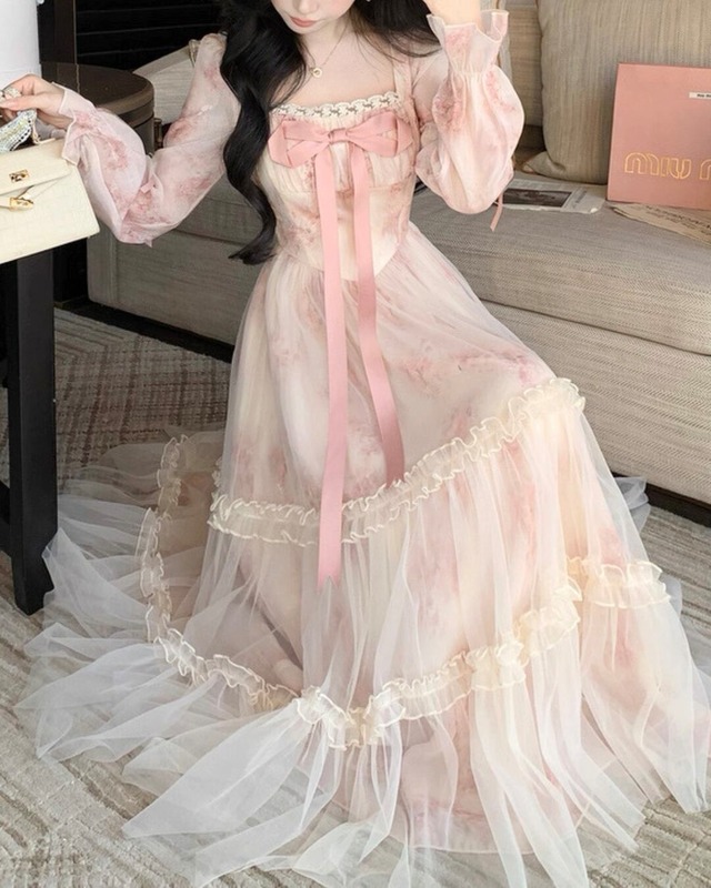 プリンセスピンクリボンフローラルワンピース  25W08434