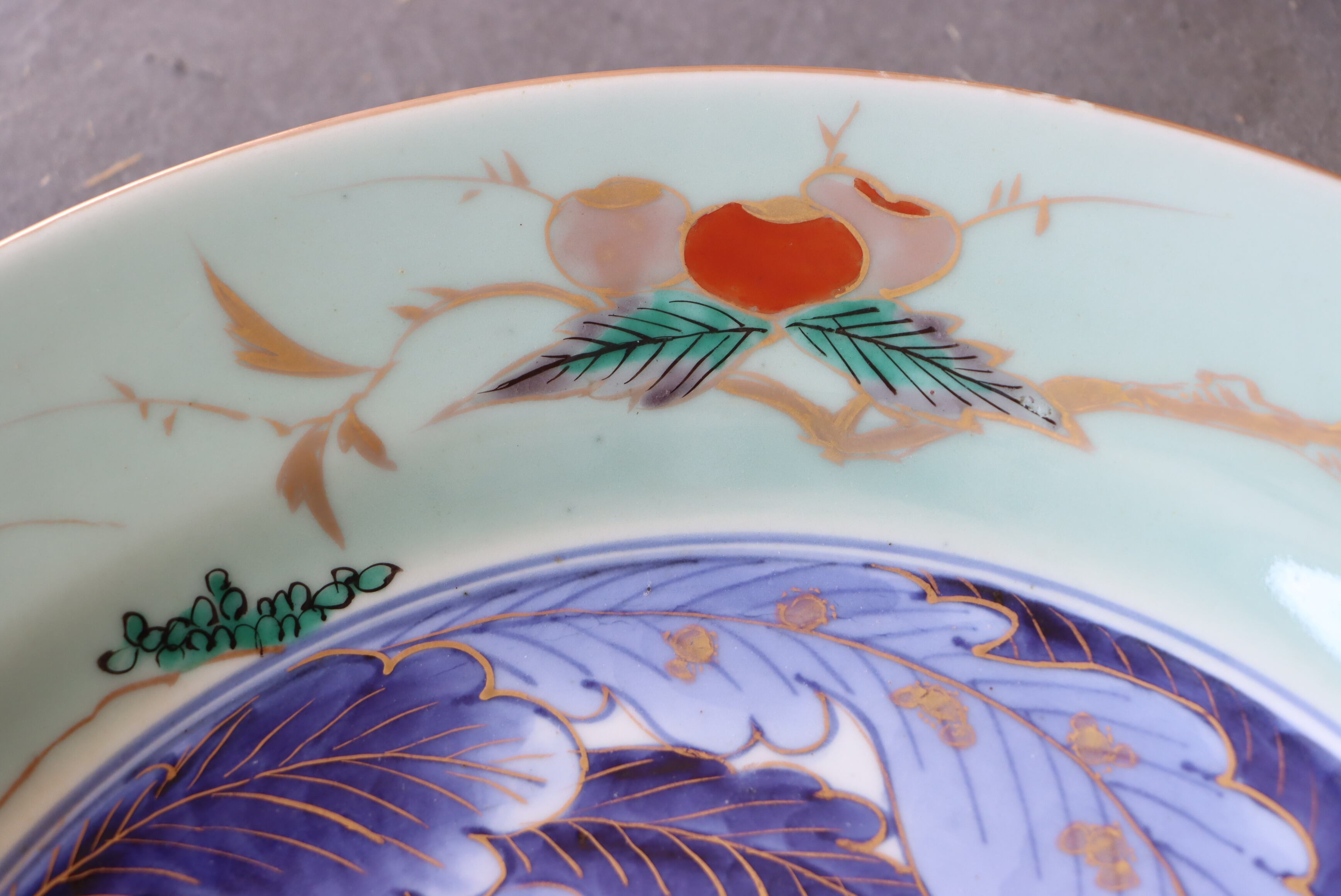 古伊万里 青磁 橘鳳凰大根文 大皿 一尺二寸/Old Imari large size