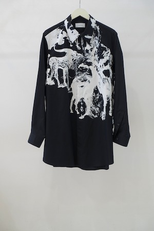 SAVANNAH PRINT LONG SHIRTS -BLACK- / TAAKK