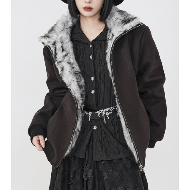 Reversible fur hood blouson C1449