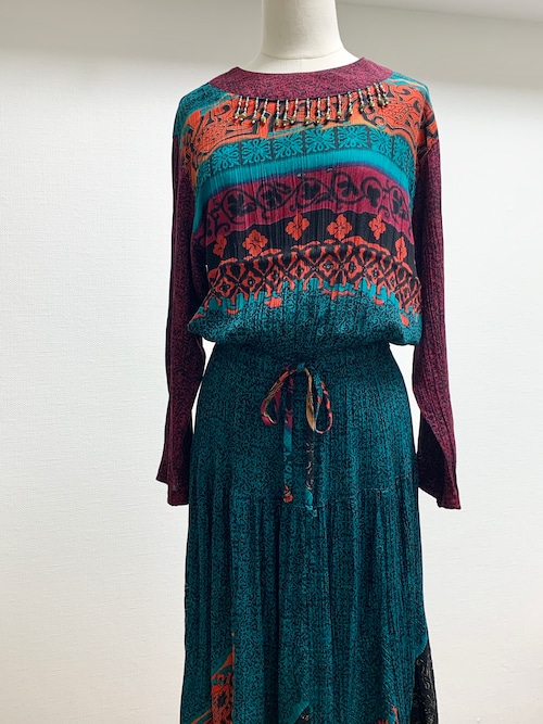 Vintage Ethnic Beaded Dress Made  In USA
