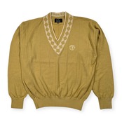 TRUSSARDI トラサルディ Vネック ウールニットセーター サイズ 48 /メンズ/大沢商会/ビンテージ/イエローベージュ系